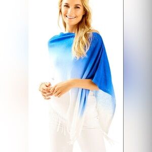 Lilly Pulitzer 100% Linen OMBRE SWEATER WRAP IN BLUE CRUSH BEACH BLISS NWT
